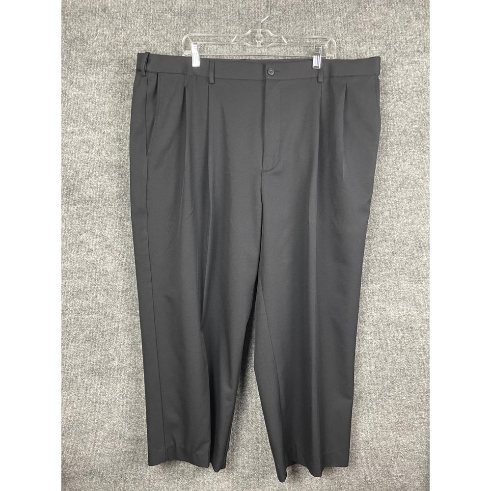 PGA Tour Dress Golf Pants Mens 44X30 Black Excellent Pleated Trousers